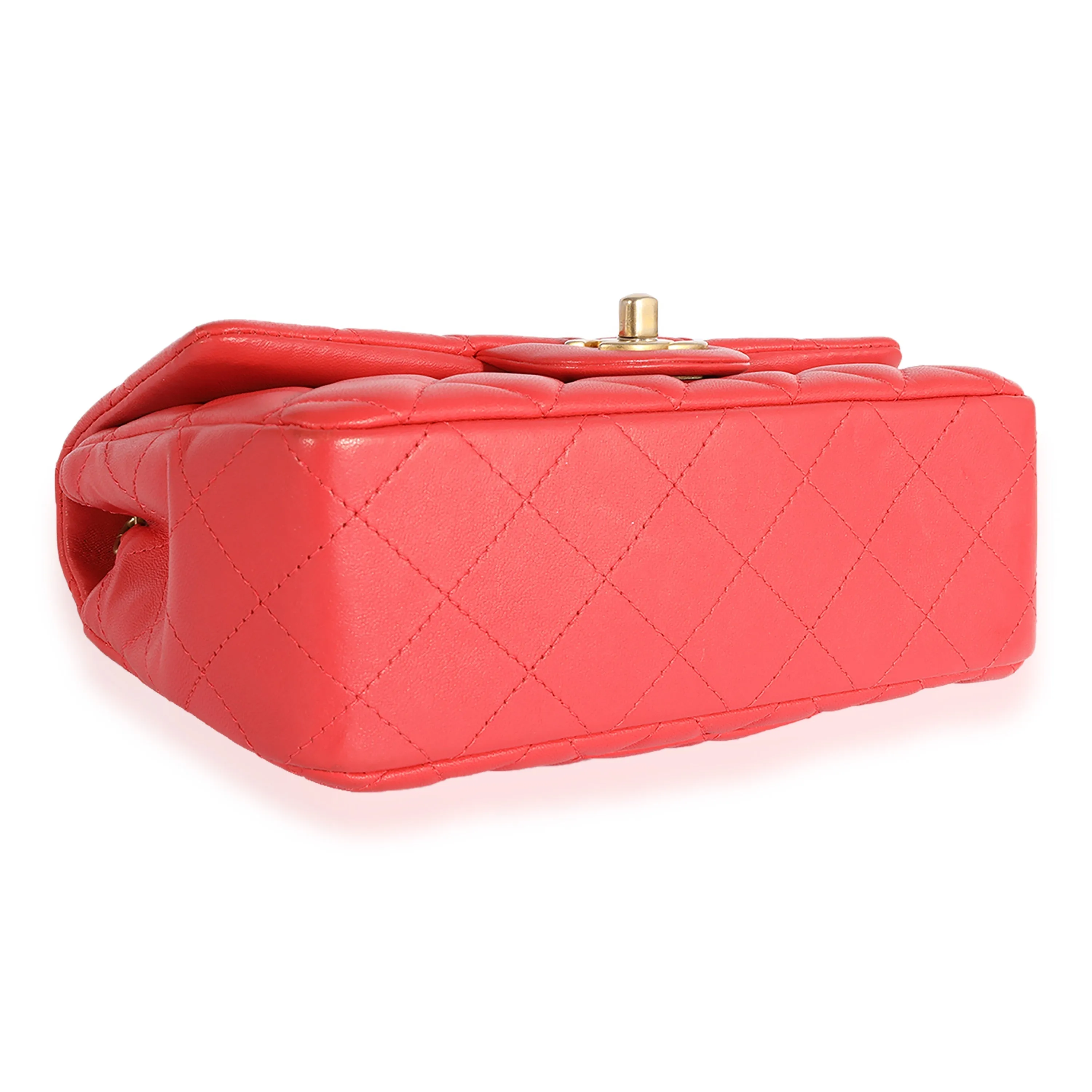 CHANEL Coral Quilted Lambskin Mini Rectangular Classic Flap Bag