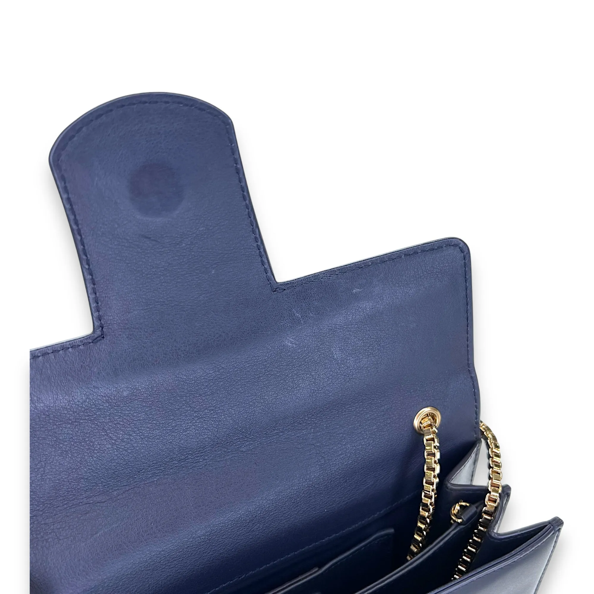 Thalia Flap Blue Crossbody Bag in Calfskin, Gold hardware